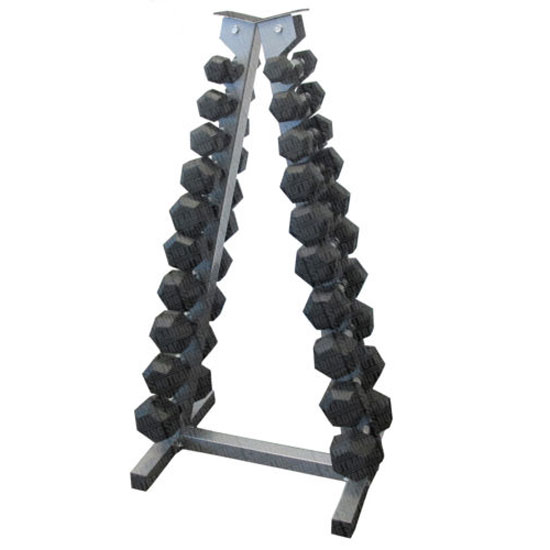 TheraKit Rubber Hex Dumbell 10 Pair Triangle Stand